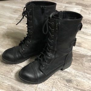 Black combat boots